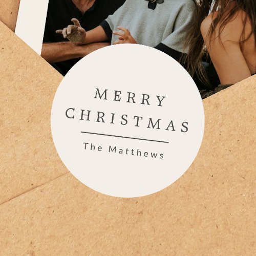 Minimalist Earthy Neutral Beige Christmas Classic Round Sticker