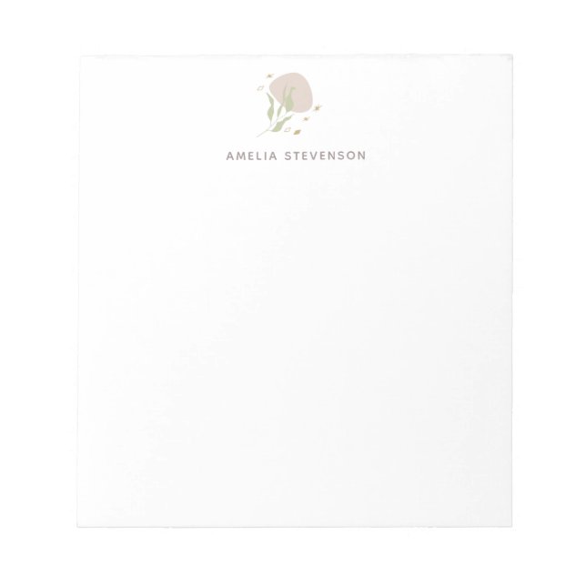 Minimalist Earthy Pastel Botanicals Personalized  Notepad (Front)