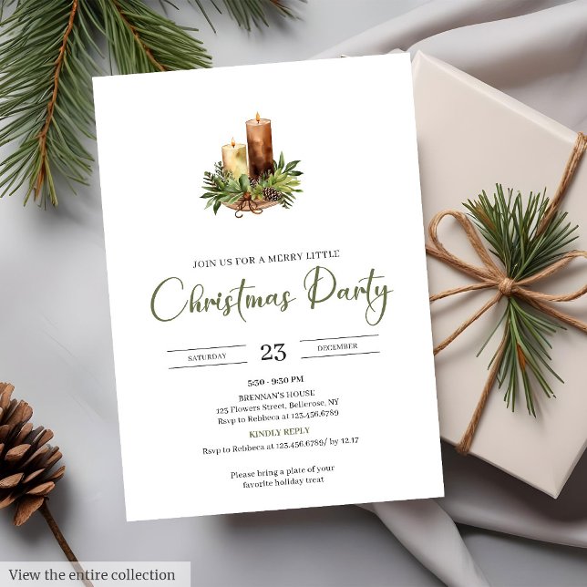 Minimalist Earthy Red Green Rustic Christmas Party Invitation (Minimalist Earthy Red Green Rustic Christmas Party

)