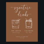 Minimalist Earthy Rust Signature Drinks Poster<br><div class="desc">Minimalist Earthy Rust signature drinks,  wedding sign poster.</div>