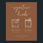Minimalist Earthy Rust Signature Drinks Poster<br><div class="desc">Minimalist Earthy Rust signature drinks,  wedding sign poster.</div>