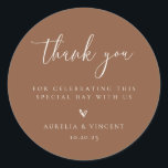 Minimalist Earthy Rust Wedding Thank You Classic Round Sticker<br><div class="desc">Minimalist Earthy Rust,  wedding thank you favor stickers.</div>
