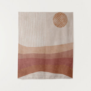 Minimalist Earthy Tones Abstract Landscape Art Tapestry