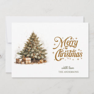 Minimalist earthy tones watercolor Christmas tree Holiday Card