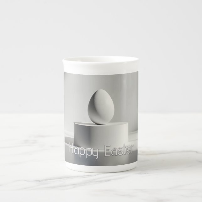 Minimalist Easter Egg on Modern Pedestal Bone China Mug (Front)