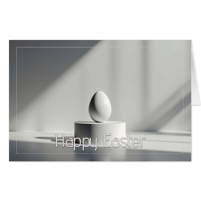Minimalist Easter Egg on Modern Pedestal Card (Front Horizontal)