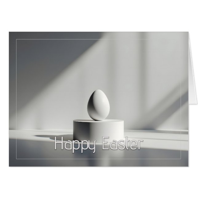 Minimalist Easter Egg on Modern Pedestal Card (Front Horizontal)