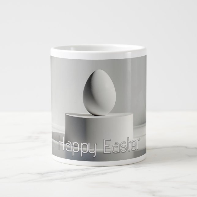 Minimalist Easter Egg on Modern Pedestal Giant Coffee Mug (Front)