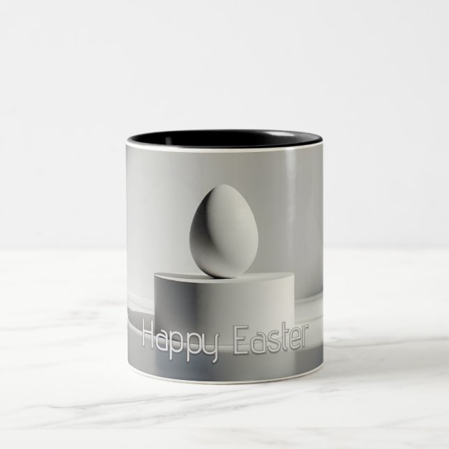 Minimalist Easter Egg on Modern Pedestal Two-Tone Coffee Mug (Center)
