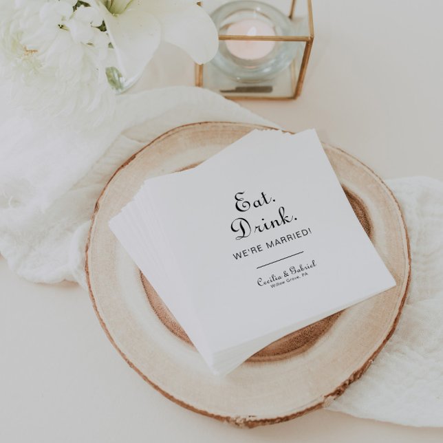 Minimalist Eat Drink We're Married Wedding   Napkins (Creator Uploaded)