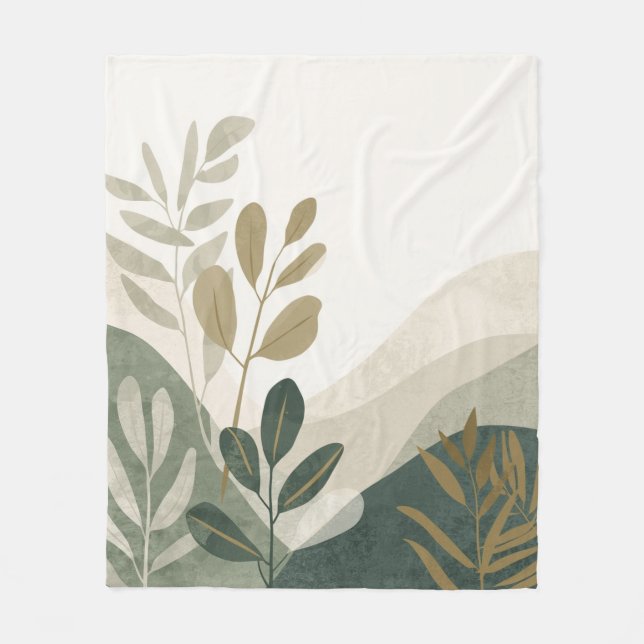 Minimalist Eco Art Fleece Blanket Nature Tones (Front)