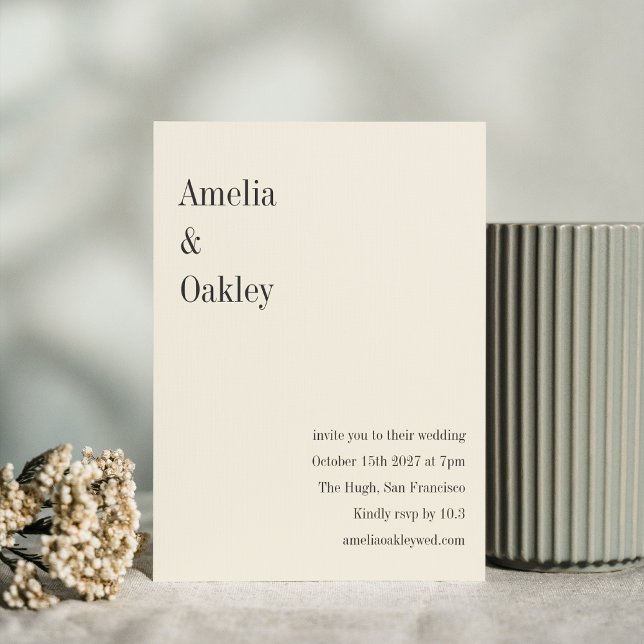 Minimalist Ecru Black Elegant Chic Modern Wedding Invitation (Creator Uploaded)
