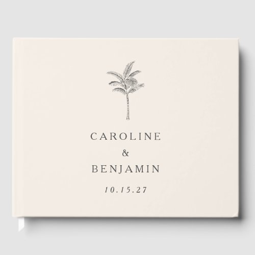 Minimalist Ecru Palm Tree Line Art Custom Wedding