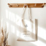 Minimalist Ecru Palm Tree Line Art Custom Wedding Tote Bag