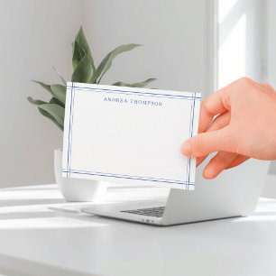 Minimalist Edgy Geometric Two Border Navy Blue Note Card