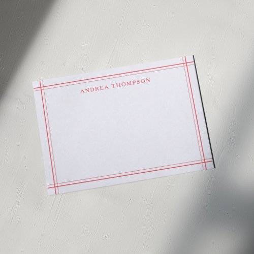 Minimalist Edgy Geometric Two Border Red Note Card