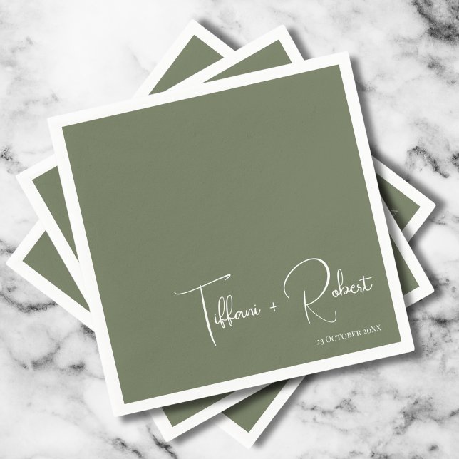 Minimalist Editable Color Green Wedding  Napkins (Creator Uploaded)