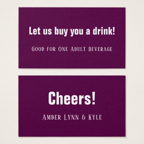 Minimalist Editable Deep Plum Drink Tickets