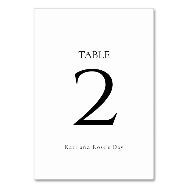 Minimalist Editable Wedding Table Number Sign (Front)