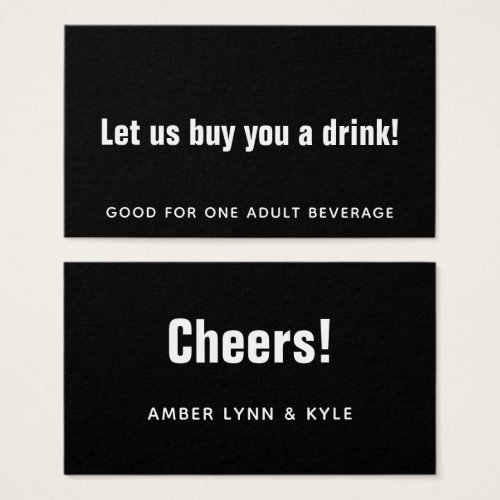 Minimalist Editable White on Black Drink Tickets