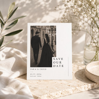 Minimalist Editorial Save The Date Card.