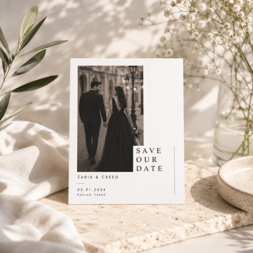 Minimalist Editorial Save The Date Card.