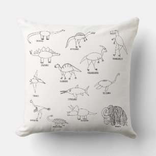 Minimalist Educational Dinosaur Dino Kids   Throw Pillow