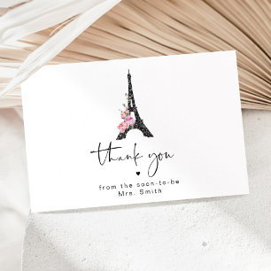 Minimalist eiffel tower bridal shower thank you card