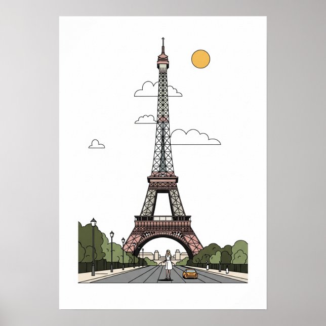 Minimalist Eiffel Tower Paris Poster (Front)