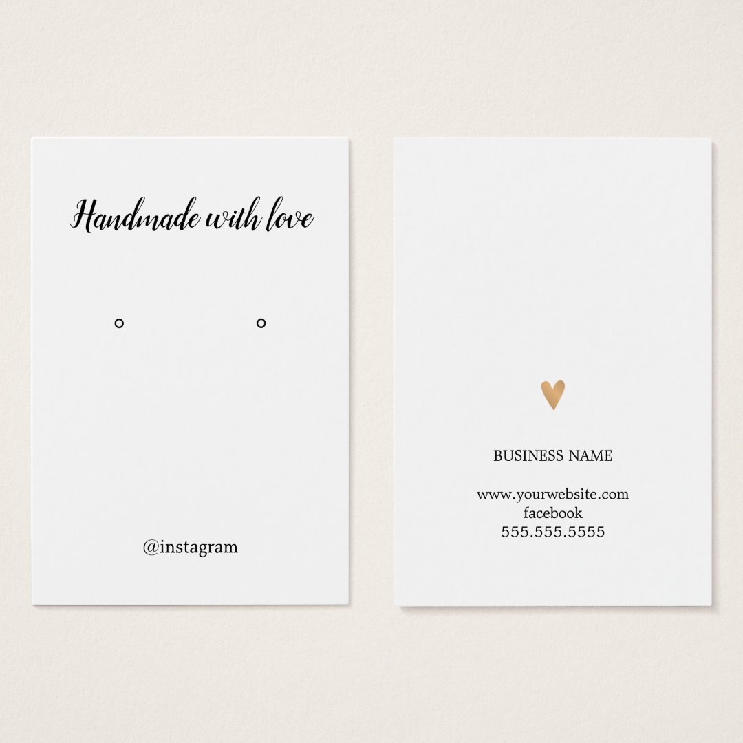 Minimalist Eleant Faux Gold Heart Earring Card Zazzle