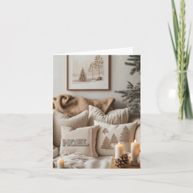 Minimalist Elegance and Cozy Christmas (Blank) Holiday Card (Front)