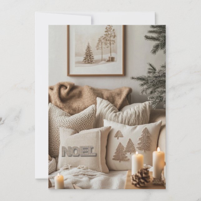 Minimalist Elegance and Cozy Christmas  Holiday Card (Front)