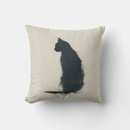 Minimalist Elegance Artistic Cat Silhouette Throw Pillow