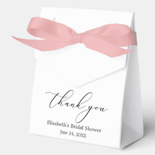 Minimalist Elegance Calligraphy Bridal Shower Bow Favor Boxes