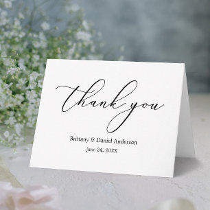 Minimalist Elegance Calligraphy Note Letterpress Thank You Card