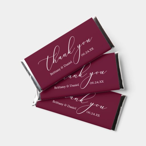 Minimalist Elegance Calligraphy Wedding Burgundy Hershey Bar Favors