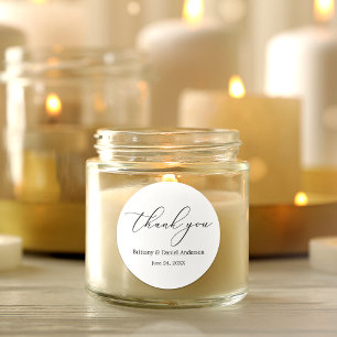 Minimalist Elegance Calligraphy Wedding Classic Round Sticker