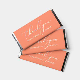 Minimalist Elegance Calligraphy Wedding Coral Hershey Bar Favors