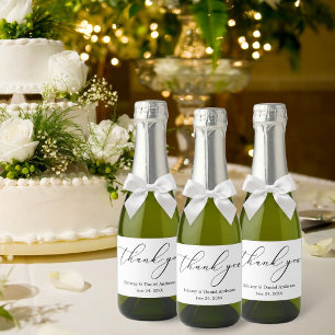 Minimalist Elegance Calligraphy Wedding Mini Sparkling Wine Label