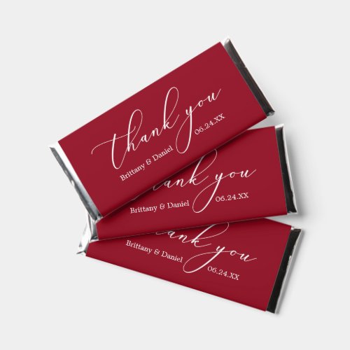 Minimalist Elegance Calligraphy Wedding Red Hershey Bar Favors