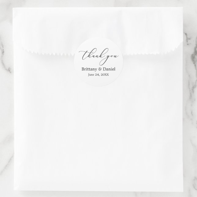 Minimalist Elegance Calligraphy Wedding Small Classic Round Sticker (Bag)