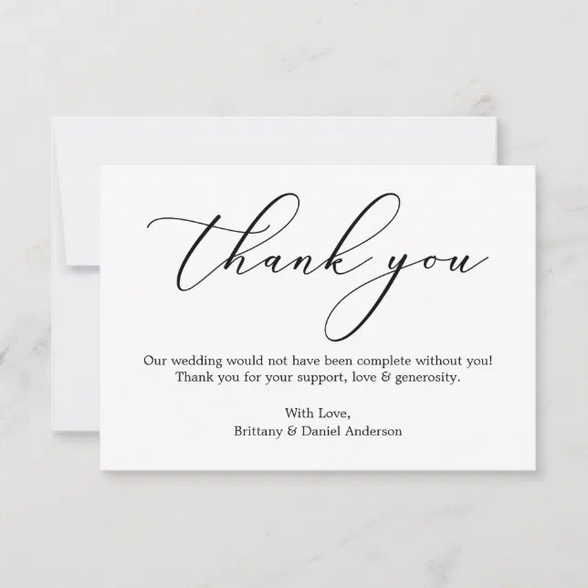 Minimalist Elegance Calligraphy Wedding Thank You Card | Zazzle