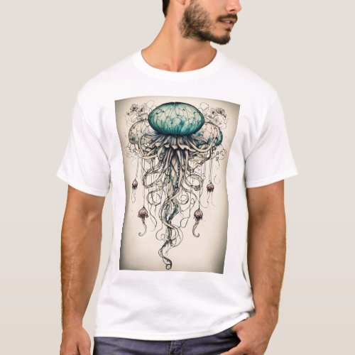 Minimalist Elegance Collection Jellyfish Edition T_Shirt