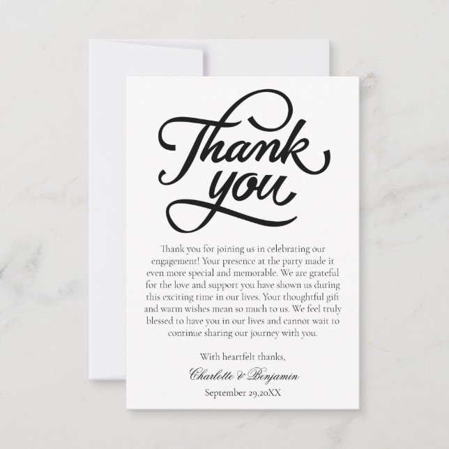 Minimalist Elegance  Engagement  Thank You Card (Front)