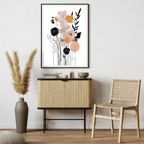 Minimalist Elegance Flowers Modern Art  Poster