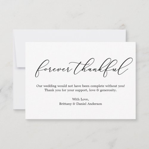 Minimalist Elegance  Forever Thankful Calligraphy Thank You Card