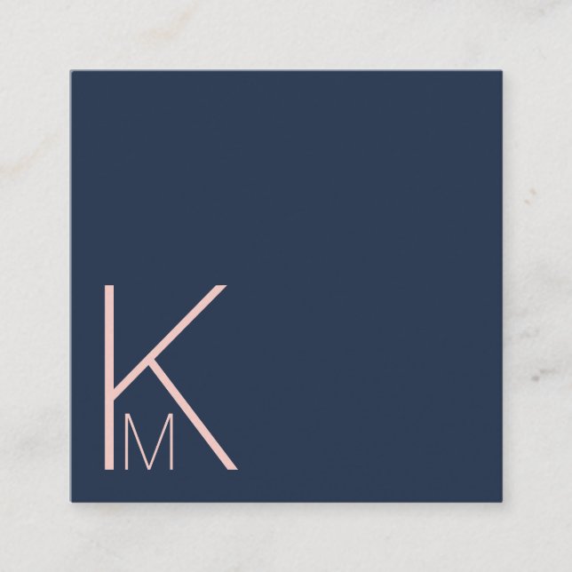 Minimalist Elegance Navy and Blush Business Card (Front)