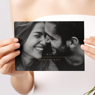 MINIMALIST elegance Photo Save The Date Gold Foil Invitation