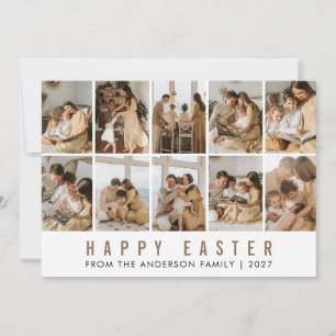 Minimalist Elegant 10 Picture Grid Easter Family Holiday Card