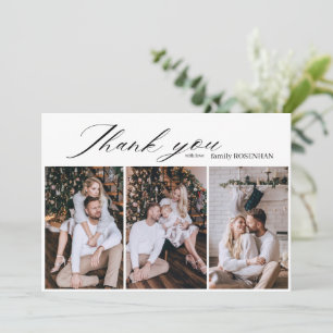 Minimalist Elegant 3 Photo Thank You  Card